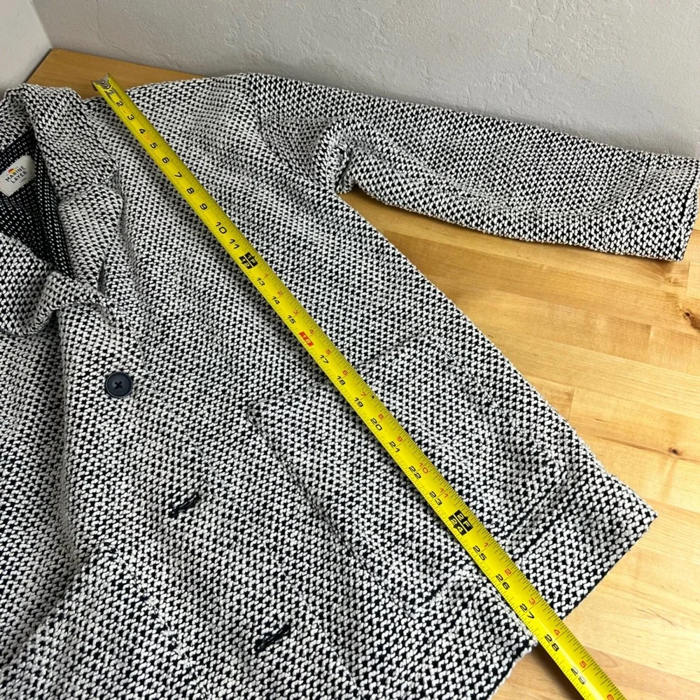 Marine Layer Blazer Jacket Black White Textured Knit Button Front Coatigan Large
